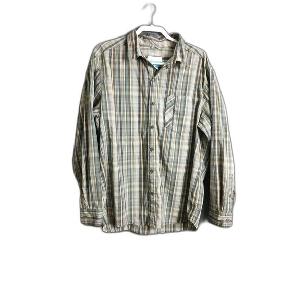 Columbia Shirt Omni-Wick Advanced Evaporation Mens Large Plaid Button Up Green - Picture 1 of 9